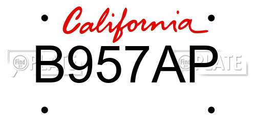 B957AP California License Plate