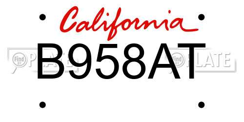 B958AT California License Plate