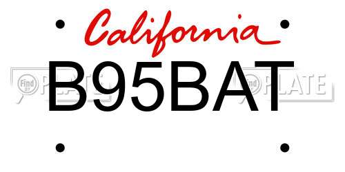 B95BAT California License Plate