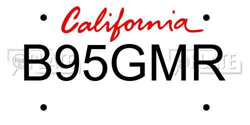 B95GMR California License Plate