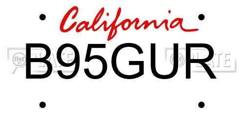 B95GUR California License Plate