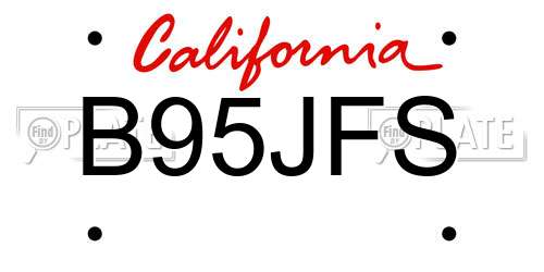 B95JFS California License Plate