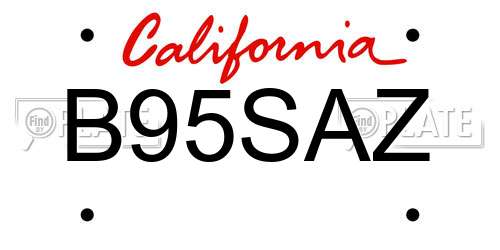 B95SAZ California License Plate