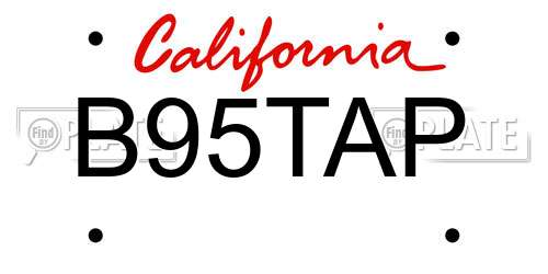B95TAP California License Plate