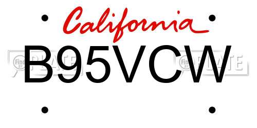 B95VCW California License Plate
