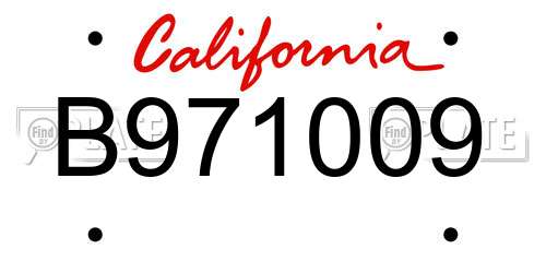 B971009 California License Plate