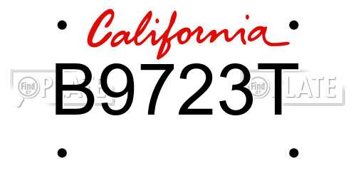 B9723T California License Plate