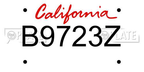 B9723Z California License Plate