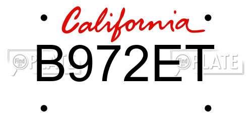 B972ET California License Plate