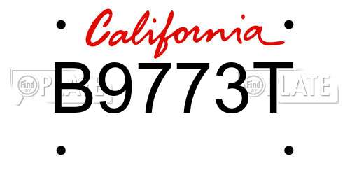 B9773T California License Plate