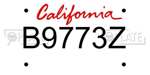 B9773Z California License Plate