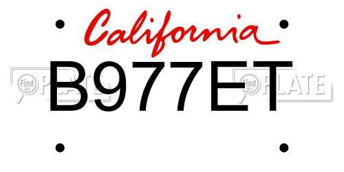 B977ET California License Plate