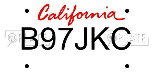 B97JKC California License Plate
