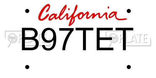 B97TET California License Plate
