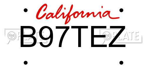 B97TEZ California License Plate