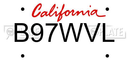B97WVL California License Plate