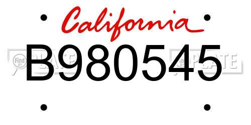 B980545 California License Plate