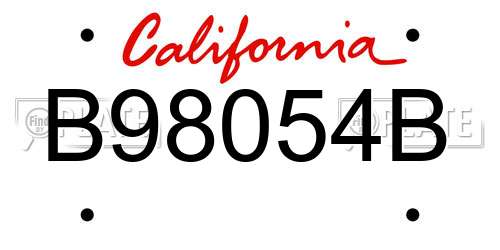 B98054B California License Plate