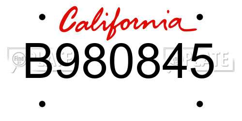 B980845 California License Plate
