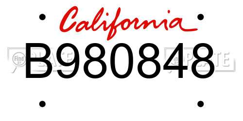 B980848 California License Plate