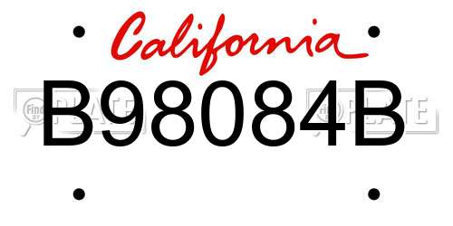 B98084B California License Plate