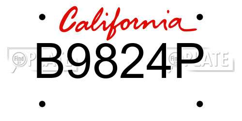 B9824P California License Plate