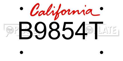 B9854T California License Plate