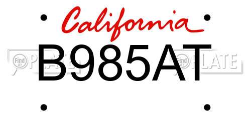 B985AT California License Plate