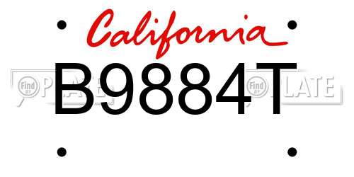 B9884T California License Plate