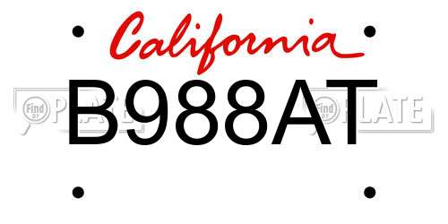 B988AT California License Plate