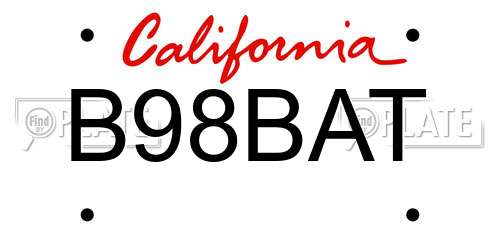 B98BAT California License Plate