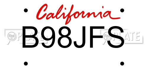 B98JFS California License Plate