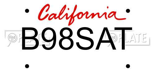 B98SAT California License Plate