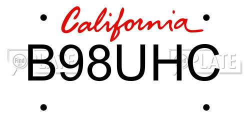 B98UHC California License Plate