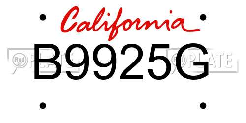 B9925G California License Plate