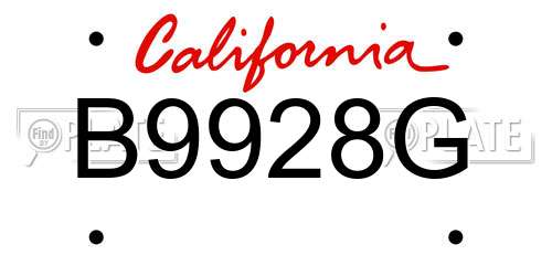 B9928G California License Plate