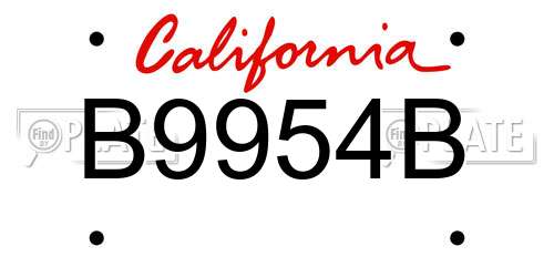 B9954B California License Plate