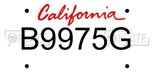 B9975G California License Plate
