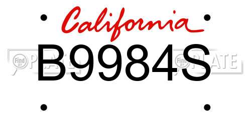 B9984S California License Plate