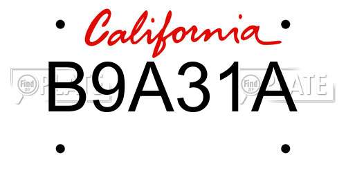 B9A31A California License Plate