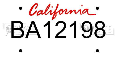 BA12198 California License Plate