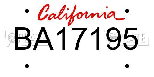BA17195 California License Plate