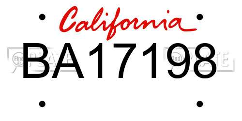 BA17198 California License Plate