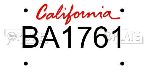 BA1761 California License Plate