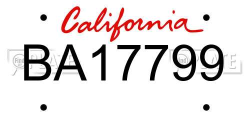 BA17799 California License Plate