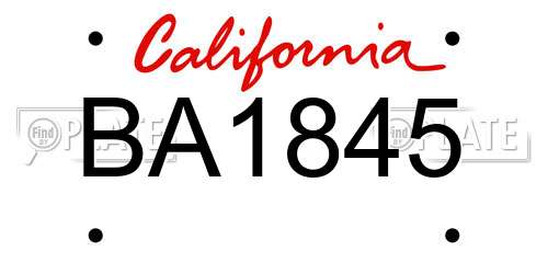 BA1845 California License Plate