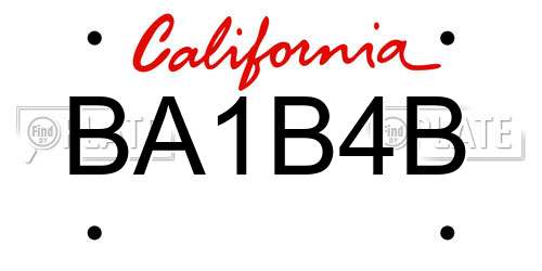 BA1B4B California License Plate