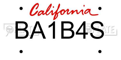 BA1B4S California License Plate