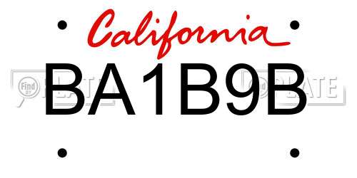 BA1B9B California License Plate