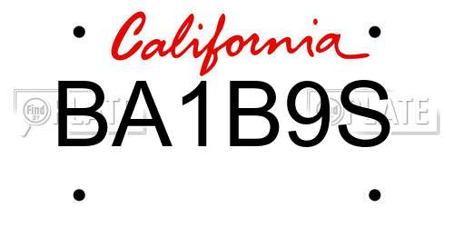 BA1B9S California License Plate